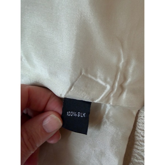 Linda Allard Ellen Tracy 100% Silk Pant Suit Champagne Gold Metallic 2pc Set 16 - Picture 7 of 16